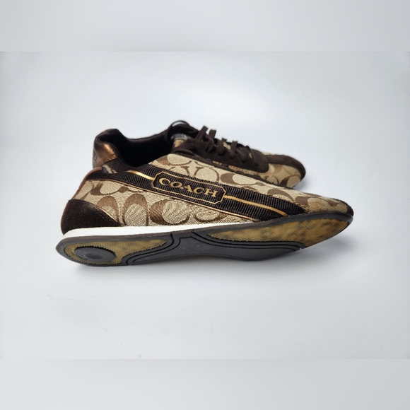 Coach Hilary Khaki Brown Signature C Sneaker Womens Size 8.5 Designer Sneakers - Picture 9 of 12